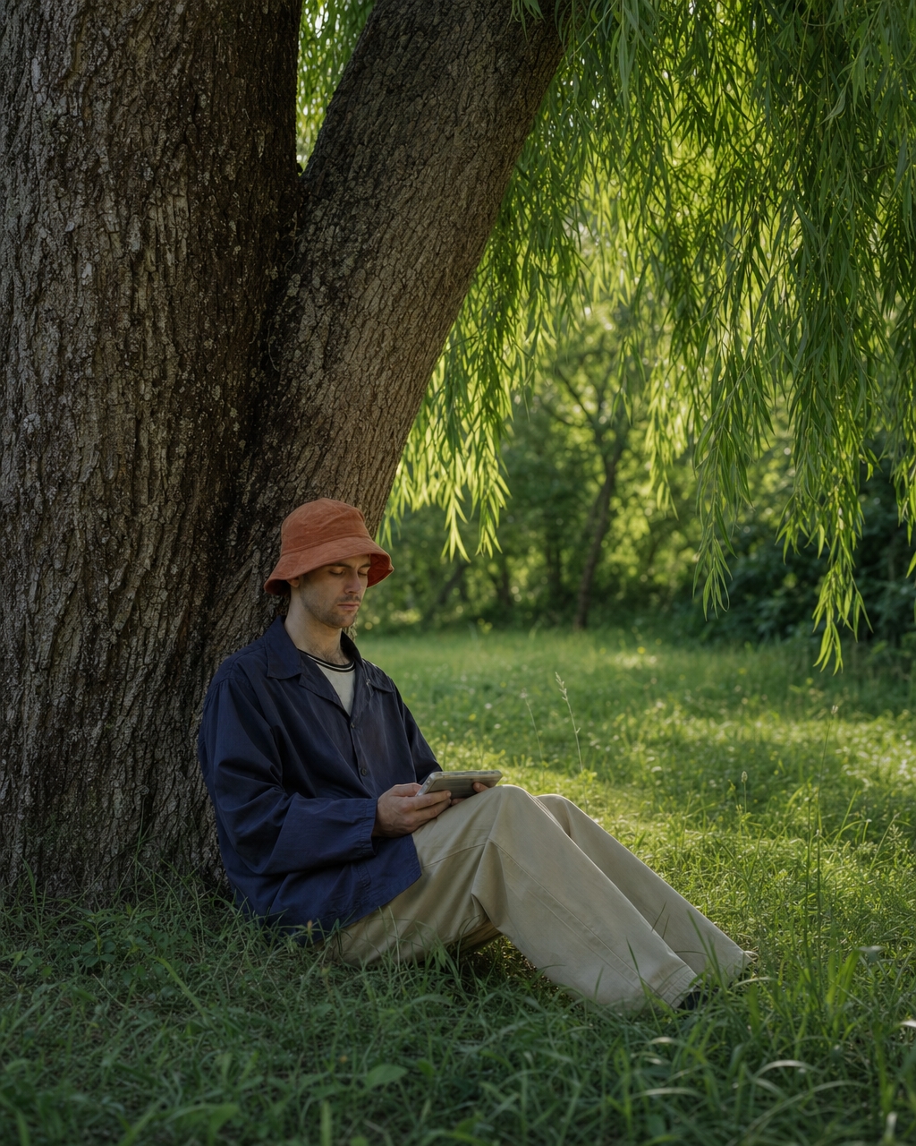 Playing Pocket Guitar outdoors